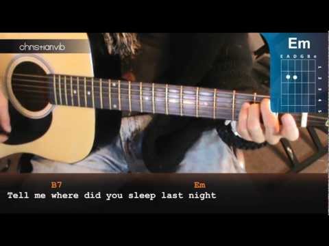 Como tocar (Nirvana Miy Girl)  Where did you sleep last night en guitarra (HD) Tutorial Acordes
